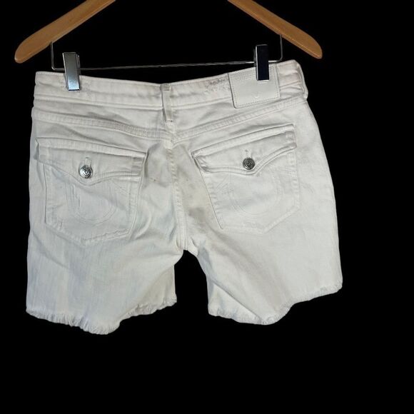 True Religion Emma White Bermuda Short Flap Shorts Sz 26 - Picture 2 of 7